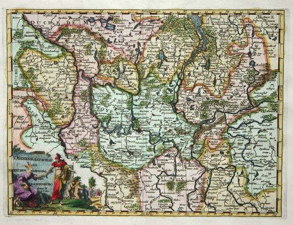 SANSON,N., Markgraafschap en Keurvorstendom van Brandenburg., antique map, old maps