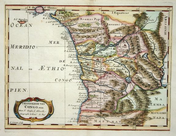 SANSON,N., 'T Koninkrijk van Congo., antique map, old maps