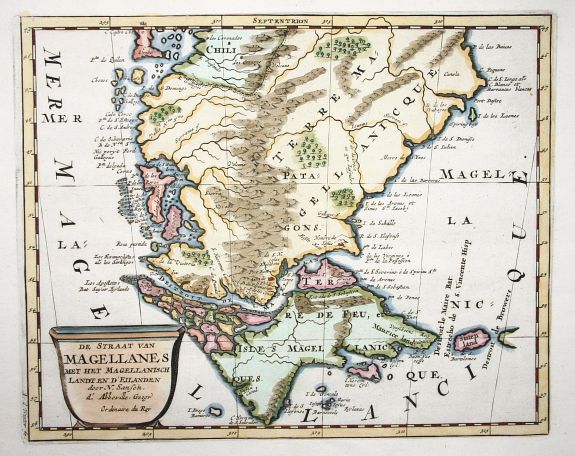 SANSON,N., De straat van Magellanes., antique map, old maps