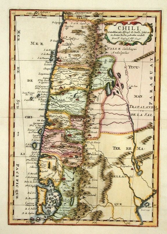 SANSON,N., Chili, antique map, old maps