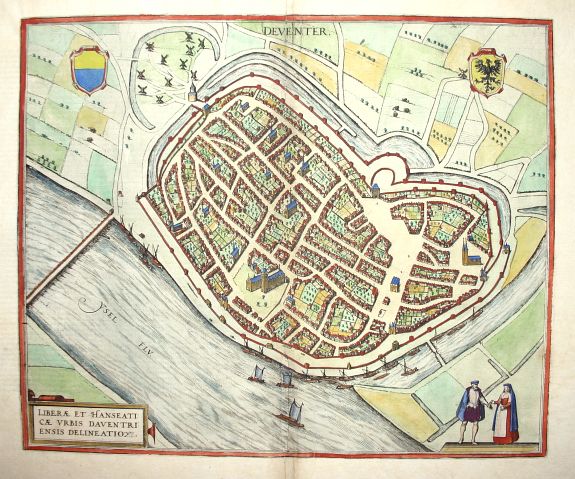 BRAUN, G. / HOGENBERG, F., Deventer, antique map, old maps
