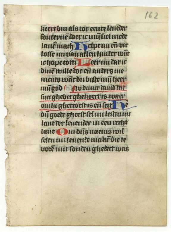 BOOK OF HOURS, Leaf on vellum from a Dutch manuscript Book of Hours., antique map, old maps