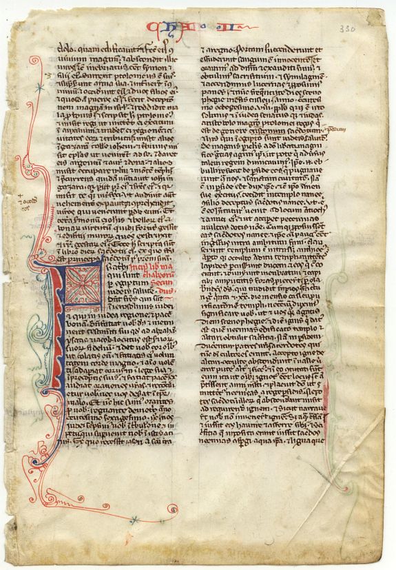 BIBLE, Leaf on vellum from a manuscript Bible., antique map, old maps