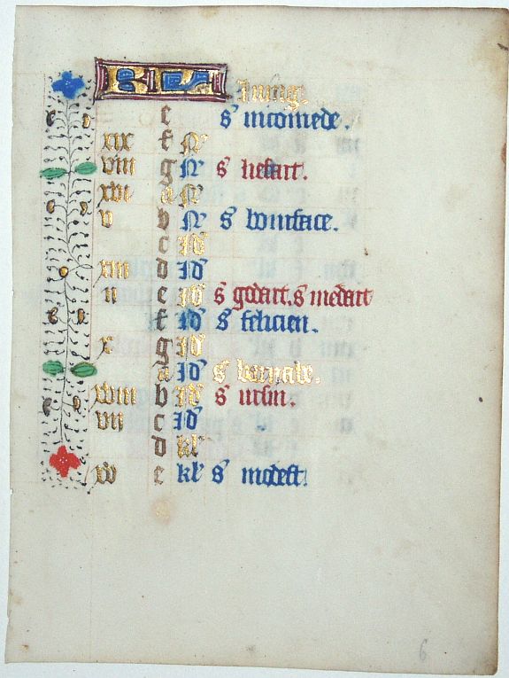 BOOK OF HOURS, Leaf on vellum from a manuscript Book of Hours., antique map, old maps