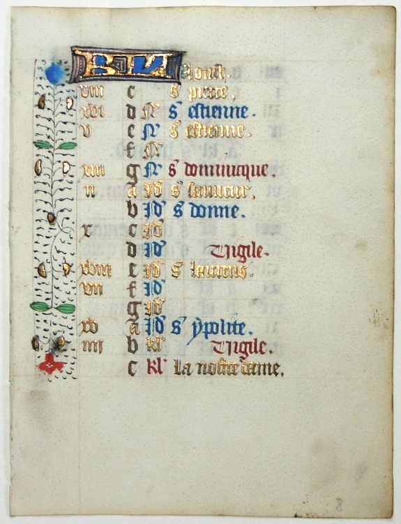 BOOK OF HOURS, Leaf on vellum from a manuscript Book of Hours., antique map, old maps