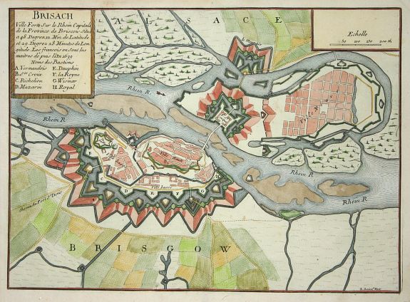 FER, N de, Brisach., antique map, old maps
