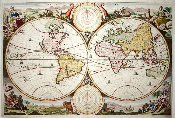 STOOPENDAAL D., Werelt Caert, antique map, old maps