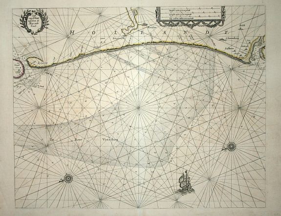 GOOS, P., Cust van Hollant tussen de Maes ende Texel., antique map, old maps