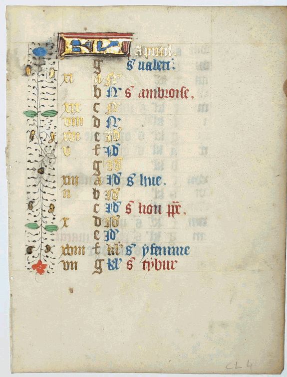 BOOK OF HOURS, Leaf on vellum from a manuscript Book of Hours., antique map, old maps