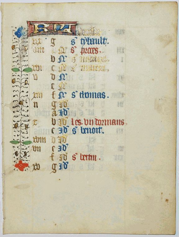 BOOK OF HOURS, Leaf on vellum from a manuscript Book of Hours., antique map, old maps