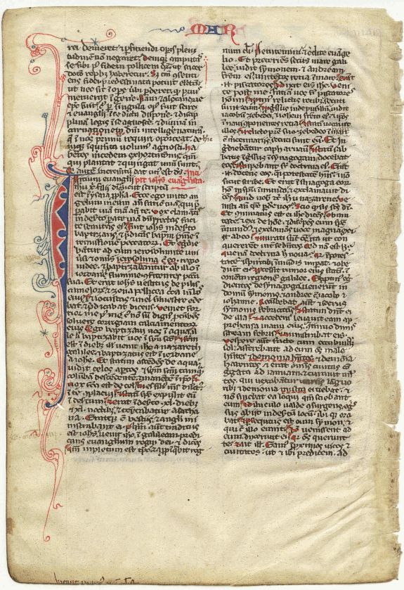 BIBLE, Leaf on vellum from a manuscript Bible., antique map, old maps