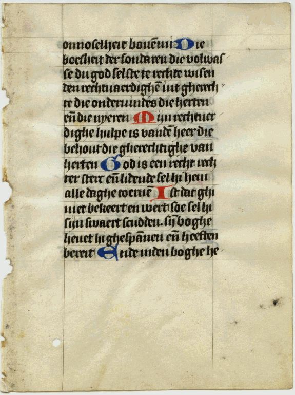 BOOK OF HOURS, Leaf on vellum from a Dutch manuscript Book of Hours., antique map, old maps