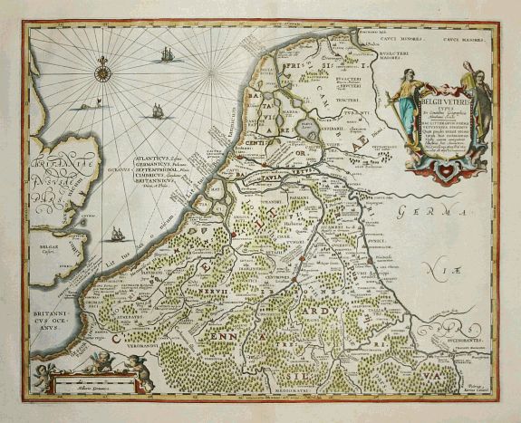 JANSSONIUS,J., Belgii Veteris Typus ex Conatibus Geographicis, antique map, old maps