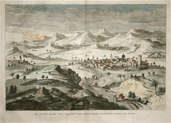 CALMET,A., De stadt Rama, ten westen van Jerusalem, tusschen Lydda en Joppe., antique map, old maps