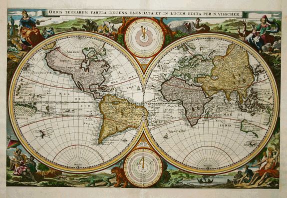 VISSCHER,N., Orbis Terrarum Tabula Recens.., antique map, old maps