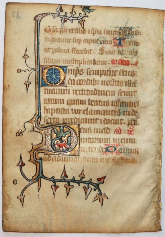 BOOK OF HOURS, Leaf on vellum from a manuscript Book of Hours., antique map, old maps