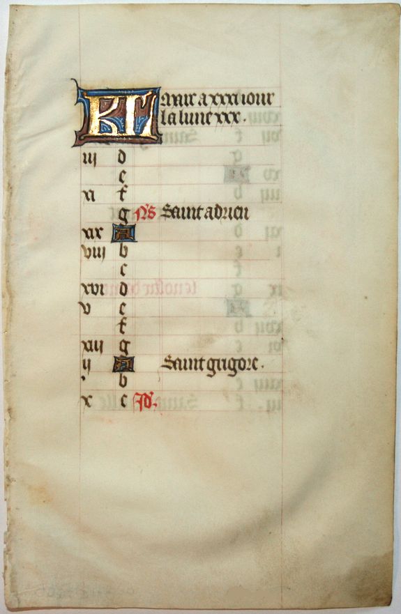 BOOK OF HOURS, Leaf on vellum from a manuscript Book of Hours., antique map, old maps