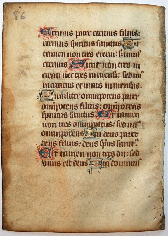 BOOK OF HOURS, Leaf on vellum from a manuscript Book of Hours., antique map, old maps