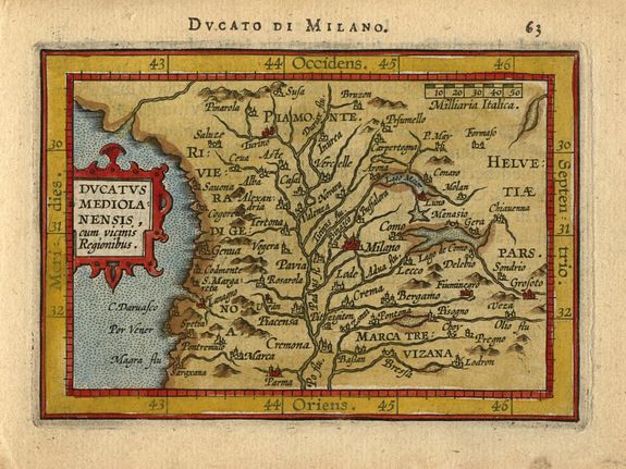 ORTELIUS,A., Ducatus Mediolanensis, cum vicinis Regionibus.. , antique map, old maps