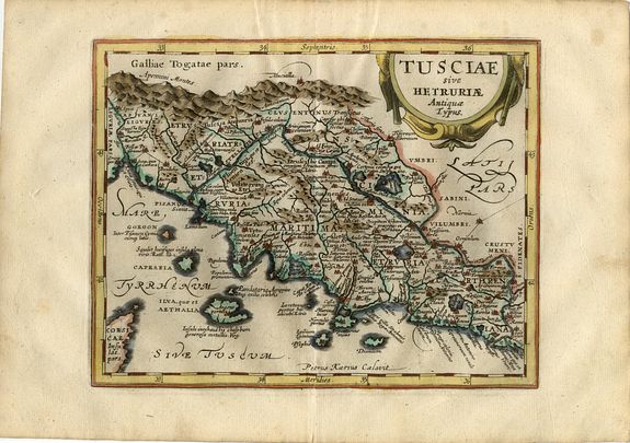 CLUVER,P., Tusciae sive Hetruriae Antiquae Typus., antique map, old maps