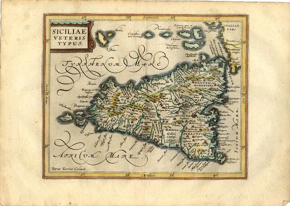 CLUVER,P., Siciliae Veteris Typus , antique map, old maps