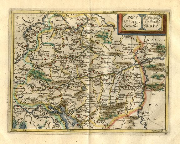 CLUVER,P., Sweviae Circulus , antique map, old maps