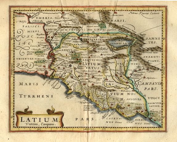 CLUVER,P., Latium Vestini, Campani. , antique map, old maps