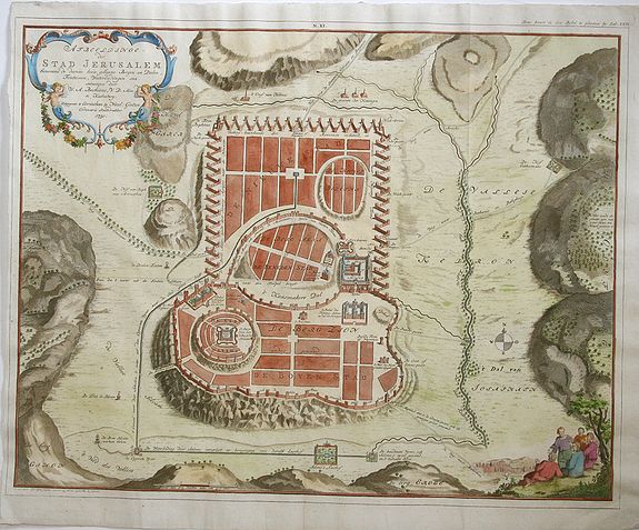 BACHIENE,W.A., Afbeeldinge der stad Jerusalem.., antique map, old maps