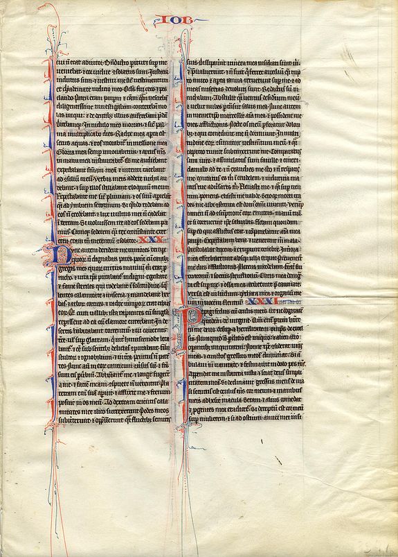 LARGE BIBLE LEAF, Leaf on vellum from a manuscript Bible., antique map, old maps