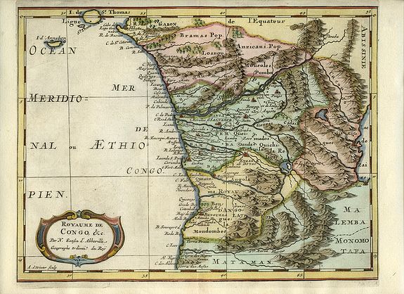 SANSON, N., Royaume de Congo., antique map, old maps