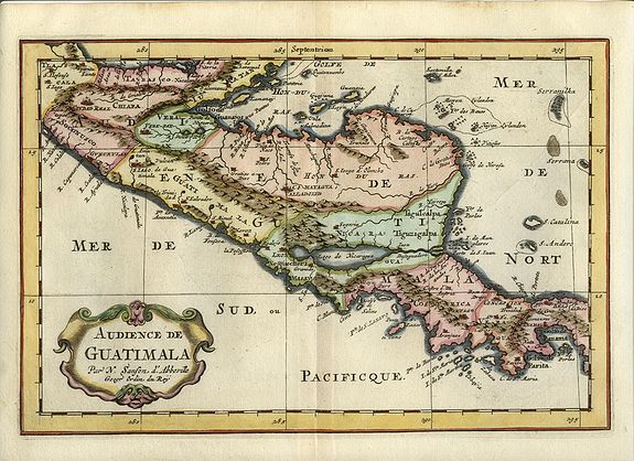 SANSON, N., Audience de Guatimala, antique map, old maps