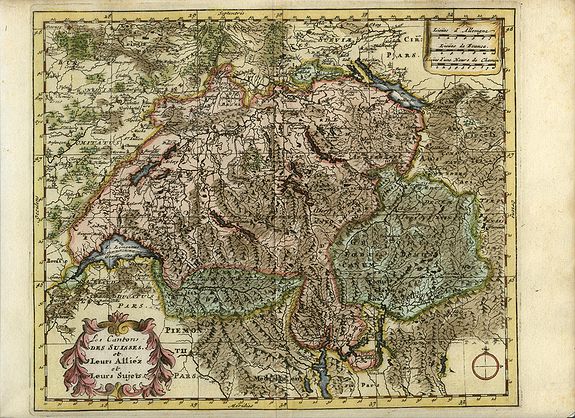 SANSON, N., Les Cantons des Suisses, et Leurs Alliez et Leurs Sujets., antique map, old maps