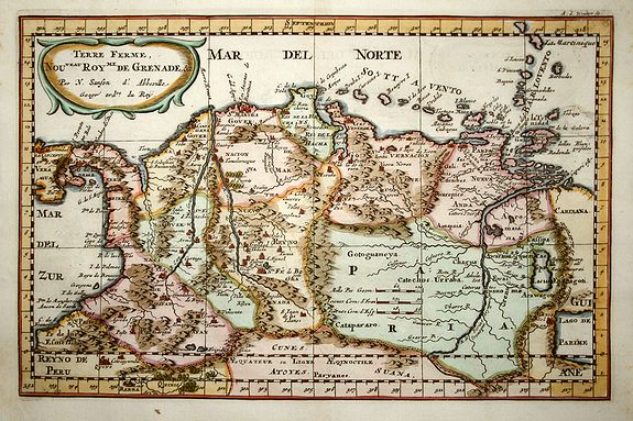 SANSON, N., Terre Ferme Nouveau Royme de Grenade, &c., antique map, old maps