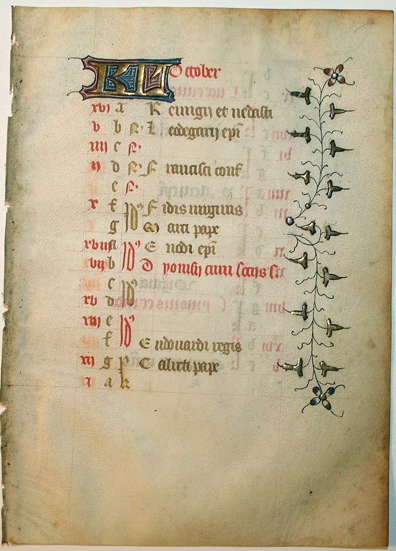 BOOK OF HOURS, Leaf on vellum from a French manuscript Book of Hours., antique map, old maps
