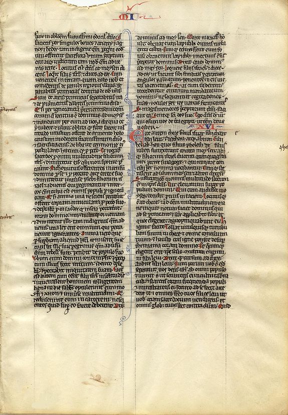 BIBLE LEAF, Leaf on vellum from a manuscript Bible., antique map, old maps