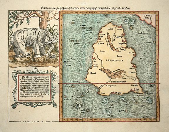 MÜNSTER,S., Sumatra ein grosse insel.., antique map, old maps