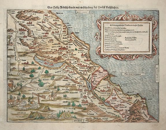 MÜNSTER,S., Das Heilig Judisch Land mit Ausztheilung der Zwolff Geschlechter., antique map, old maps