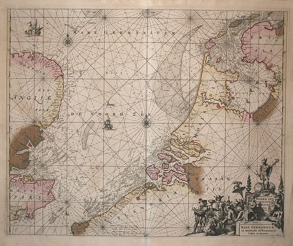 WIT,F. de., Pas Caert van de Noord Zee van Ameland tot de hoofden., antique map, old maps