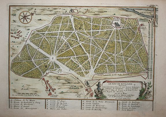 FER,N. de., Le bois de Boulogne (Paris), antique map, old maps