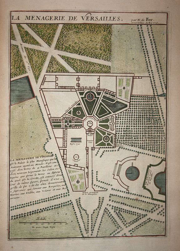 FER,N. de., Le Menagerie de Versailles., antique map, old maps
