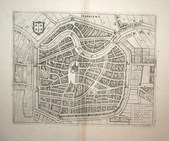 MERIAN, M., Haerlema (Haarlem), antique map, old maps