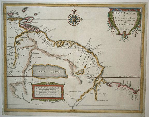 LAET, J. de, Guaiana ofte de Provincien tusschen Rio de las Amazonas ende Rio, antique map, old maps