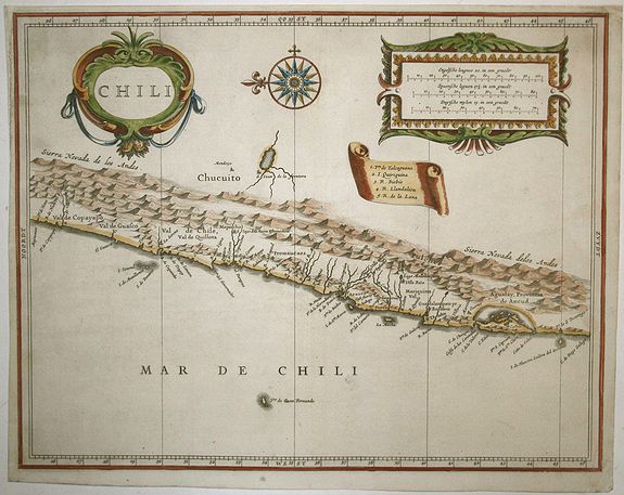 LAET, J. de, Chili, antique map, old maps