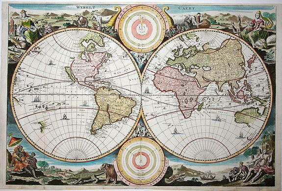 STOOPENDAAL,D., Werelt Caert. Orbis terrarum, antique map, old maps