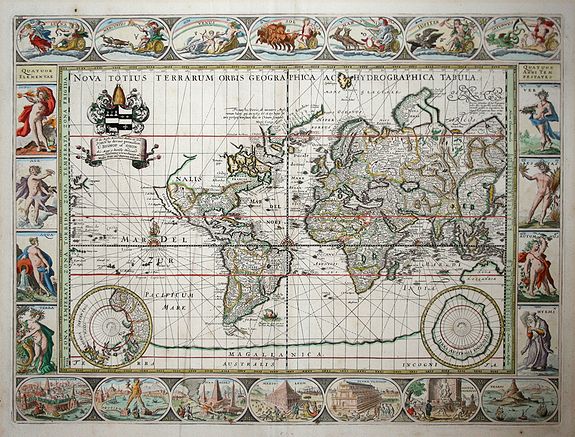 PITT, M., Nova Totius Terrarum Orbis Geographica Ac Hydrographica Tabula., antique map, old maps