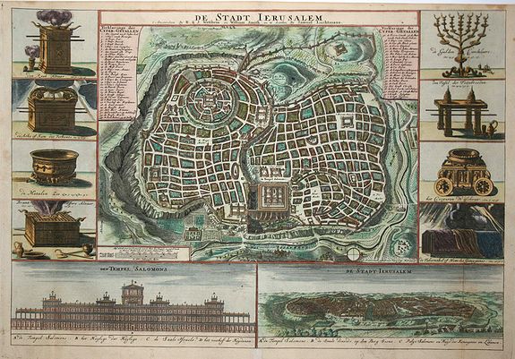 WETSTEIN, R.& J. / SMITH, W, De Stadt Ierusalem, antique map, old maps