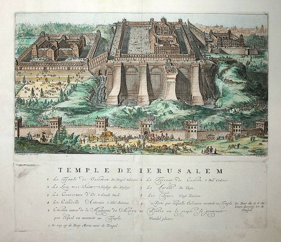 HOOGHE, R., Temple de Jerusalem, antique map, old maps