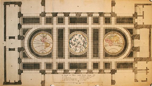 ANONYMOUS., De Grondt en Vloer vande Groote Burger Sael, antique map, old maps