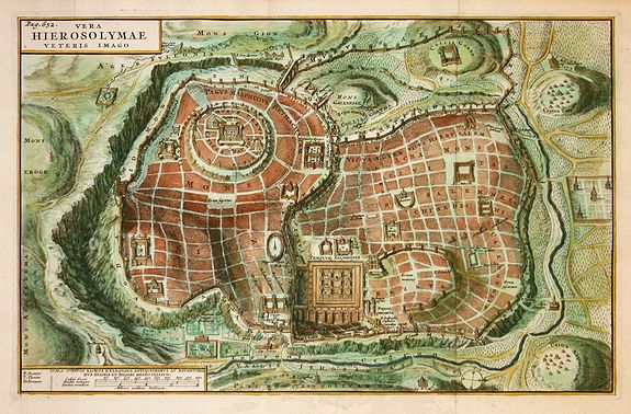 HALMA, F., Vera Hierosolymae Veteris Imago., antique map, old maps