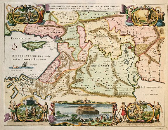 STOOPENDAAL,D., De Gelegentheyt van 't Paradys en 't Landt Canaan.., antique map, old maps